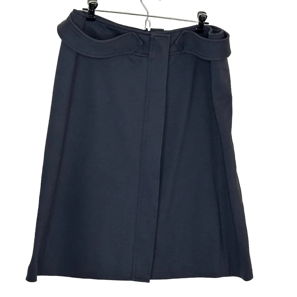 Sandro Sports A-Line Knit Skirt Size‎ 16 Gray Stretch Belted Below Knee Academia